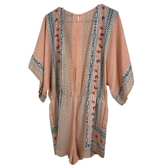 BCBGMaxazria "Caiti" Shadow Blush Printed Kimono Sleeve Romper Size S NWT 8033 - Picture 11 of 13